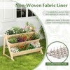 Tangkula 3-Tier Raised Garden Bed Wooden Vertical Planter Box with Storage Shelf 2 Hanging Hooks & 3 Bed Liners - 4 of 4