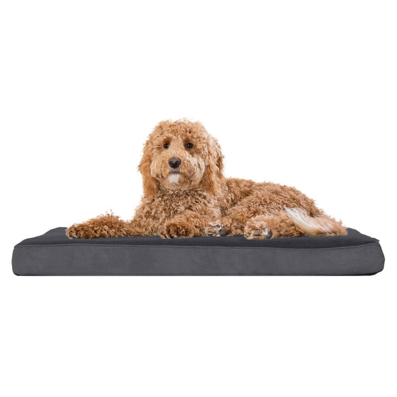 FurHaven Snuggle Terry & Suede Deluxe Orthopedic Mattress Dog Bed, 1 of 5
