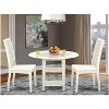 HomeStock 3-Piece Linen White Finish Round Solid Wood Top Dining Table Set - 2 of 4