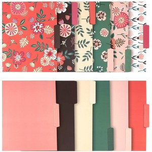 Juvale 12 Pack Letter Size Flower File Folders with 1/3 Cut Tab, 6 Floral Designs, Letter Size, 9.5 x 11.5 In - 1 of 4