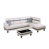 White and Black Semi-PU Leather Sectional Sofa - Modern L-Shaped Design, Tufted Cushions, Storage Ottoman, Chic Home D�cor - 2 of 4