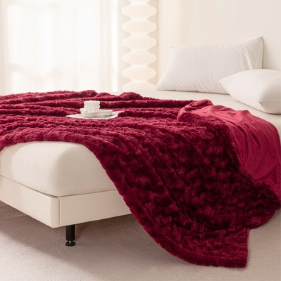Captiva Designs Faux Fur Throw Blanket, Reversible Soft Plush Blanket for Couch, Sofa & Bed
