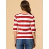 INSPIRE CHIC Women's Elbow Sleeves Boat Slim Fit Casual Stripe Animal Print Multi Floral Pattern T-Shirt - 3 of 4