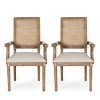 GDFStudio Zentner French Country Wood and Cane Upholstered Dining Chairs (Set of 2) - 2 of 4