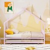 CAVINAS Twin/Full Size House Platform Bed Frame with Fence,Metal Floor Bed for Kids Room,Bedroom - 2 of 4