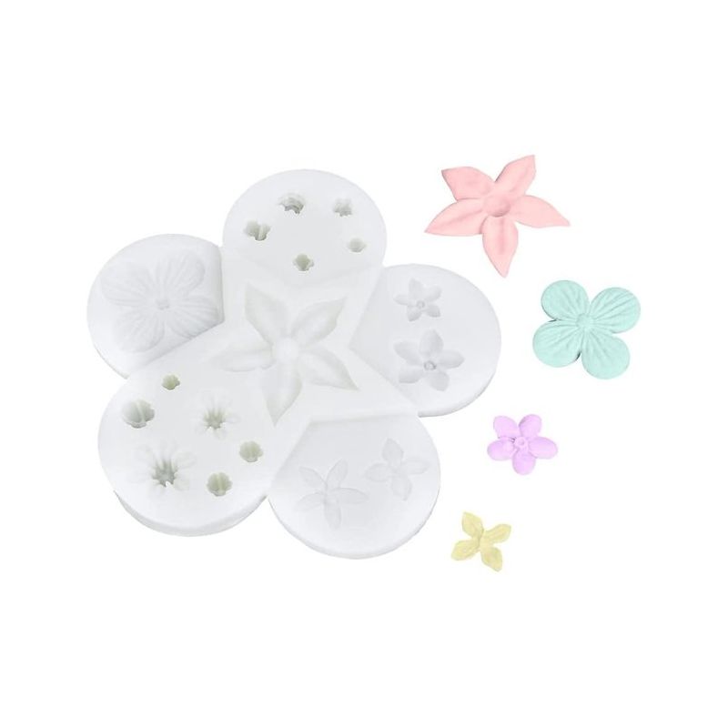 O'Creme Filler Flowers Silicone Fondant Mold - 3" x 3" - White, 3 of 6