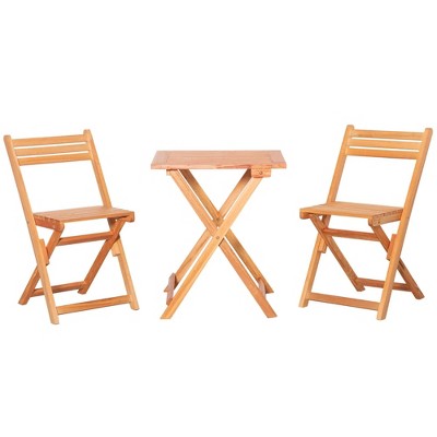 Resenkos 3 Pieces Folding Patio Bistro Set, Poplar Wood, Poolside, Balcony, Teak