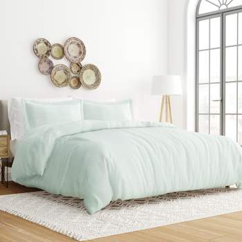 Solid 3 Piece Duvet Cover Sets, 19 Colors - Ultra Soft, Easy Care, Wrinkle Free - Becky Cameron / Mint, Full/Queen