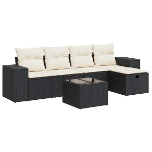 vidaXL Garden Sofa Set Black, Cream White - 1 of 4
