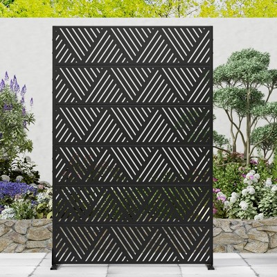 SpassWay 72"H x 47"W Outdoor Metal Garden Trellis Privacy Screen Lattice Panel Indoor Room Divider In Gray