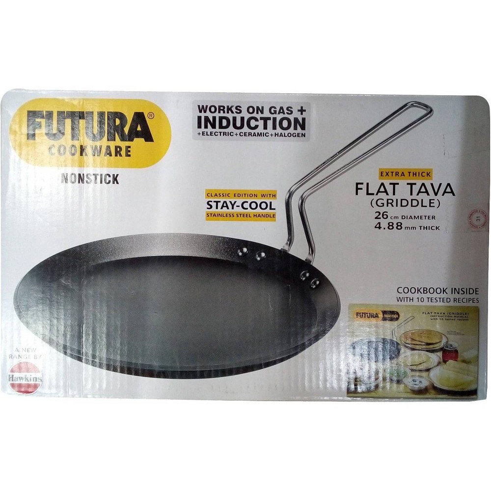 Hawkins 10" Futura Nonstick Induction Compatible Flat Tava Griddle: Anodized Aluminum, Hand Wash, 1-Year Warranty