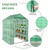 SEVOBAL Greenhouse Iron Pipe Steeple With 8 Pieces Grid Flower Stand With Zipper Rolling Door PE Green House Walk in Planting, Green, 93"*28"*18" - 4 of 4