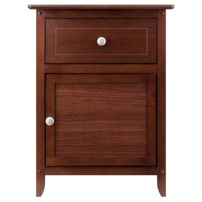 Transitional Walnut Nightstand with Drawer and Cabinet Storage
