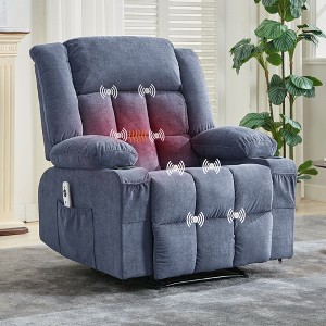 Rocker Recliner Chair with Heat and Massage, Nursery Recliner 360°Swivel Oversized Chairs for Adults,3 Positions,2 Side Pockets,Cup Holders,USB Ports - 1 of 4