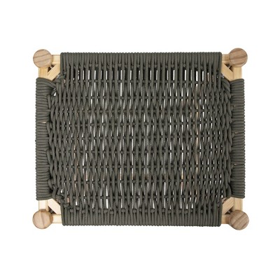 Moss Green Woven Rope and Wood Counter Height Stool