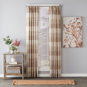 Saturday Knight Ltd Aiden Woven Design Window Panel With 1.5" Rod Pocket - 52" x 84", Taupe - 1 of 4