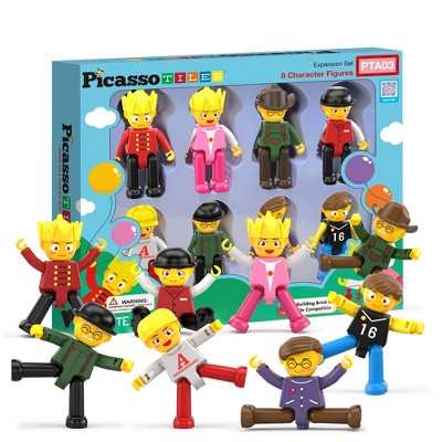 PICASSO-TILES 4 Piece Family Character Set for Magnetic Tiles Building Blocks Toy for Kids