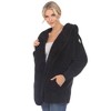 Women's Plush Hooded Cardigan with Pockets - White Mark - 2 of 4