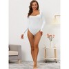 Allegra K Women's Long Sleeve Slim Fit Stretchy Square Neck Leotard Jumpsuit - 4 of 4