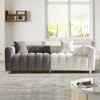 GDFStudio Ovando 87.4'' Modern Velvet Fabric 3-Seater Sofa with Metal Legs and 2 Pillows - 2 of 4