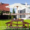 NicBex Outdoor Dining Table Set Round Picnic Table with Umbrella Hole & Built-in Benches,Patio Table Set for Garden, Backyard, Porch - 4 of 4