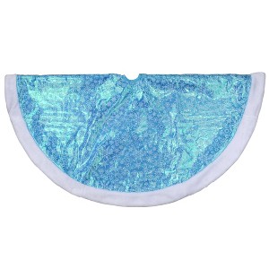 Northlight 48" Light Blue Iridescent Mesh Glittered Snowflakes Christmas Tree Skirt - 1 of 3