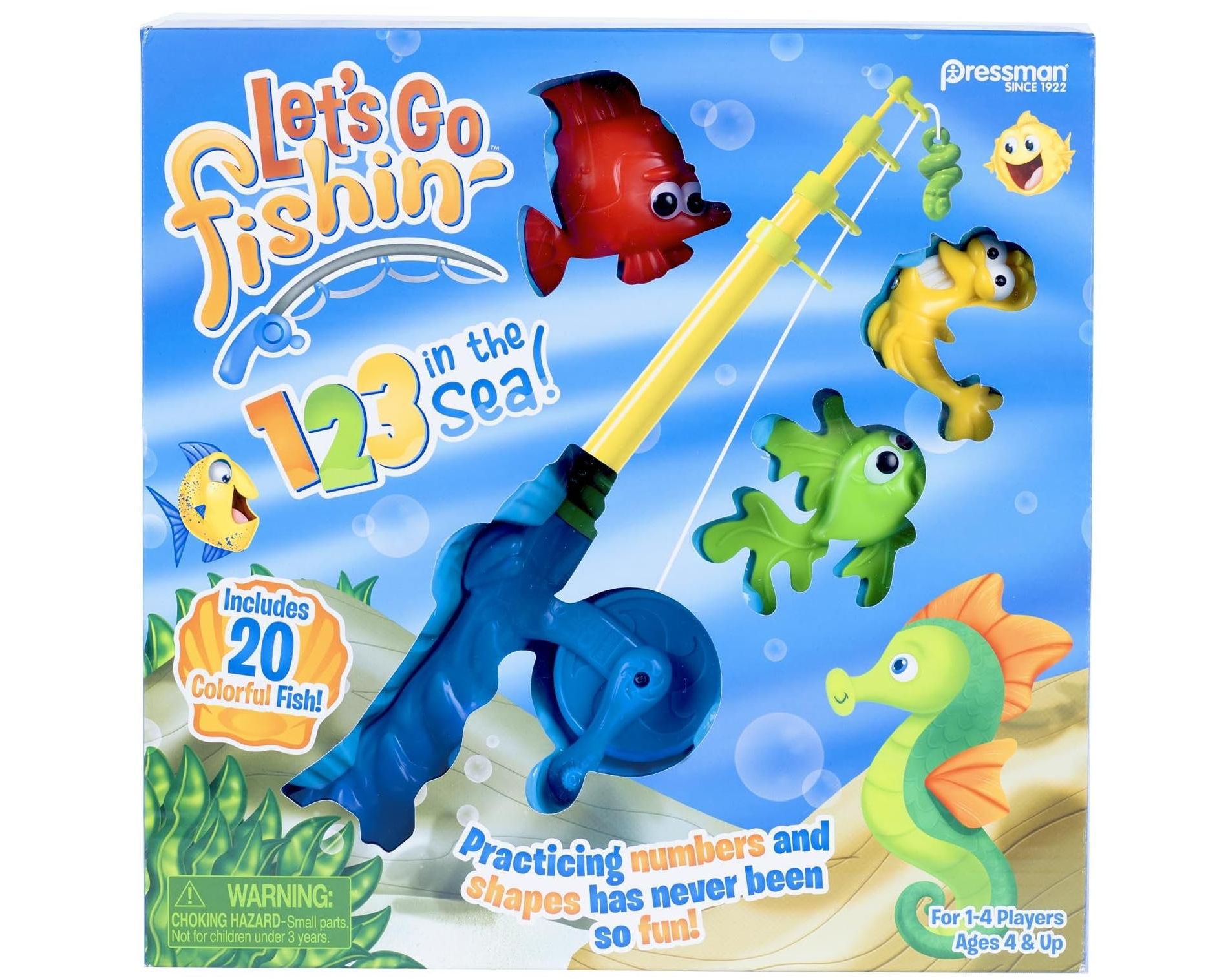 Pressman Let’s Go Fishin’ 123 in The Sea! - Practice Counting, Shapes, and Colors Game - Ages 4 and Up, 1-4 Players