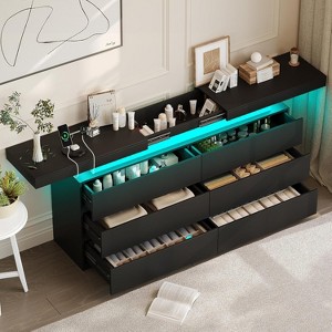 Vipbear 9-Drawer Dresser with Power Outlet - White Storage Cabinet with LED Lights - 1 of 4
