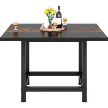 Tribesigns Square Dining Table for 4 People, Farmhouse 39.4"x 39.4" inches Wooden Kitchen Table Patio Table for Backyard, Small Space