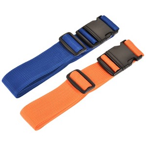 Unique Bargains Travel Luggage Adjustable Buckle Outdoor Bag Suitcase Belts 2in1 Set - 1 of 4