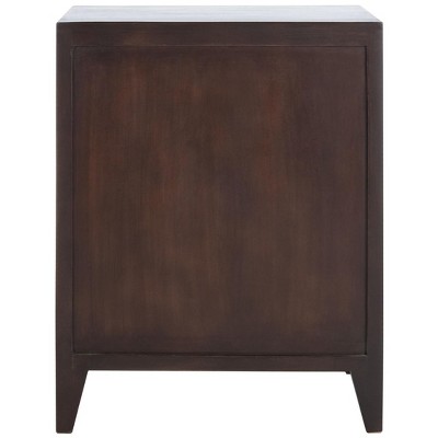 Thea Brown Carved Wood 1-Door Nightstand
