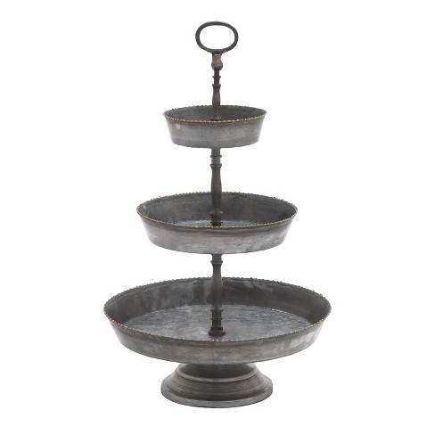 2-Tier Round Silver Plate Holder