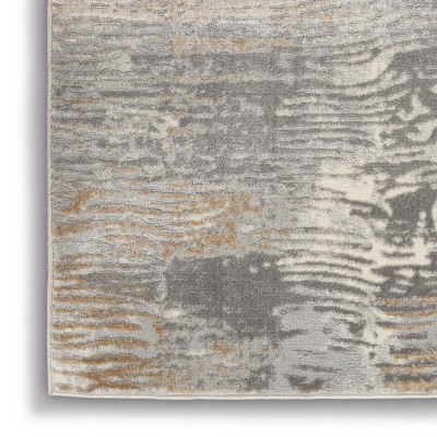 Hand-Knotted Grey/Beige Synthetic Abstract 5' x 7' Rug