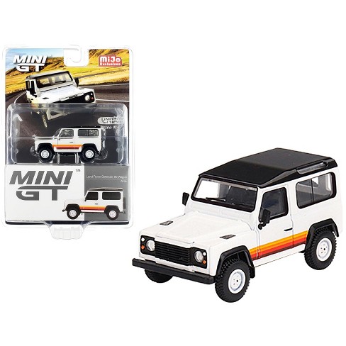 Land Rover Defender 90 Wagon White with Black Top and Stripes Ltd Ed to  1800 pcs 1/64 Diecast Model Car by True Scale Miniatures