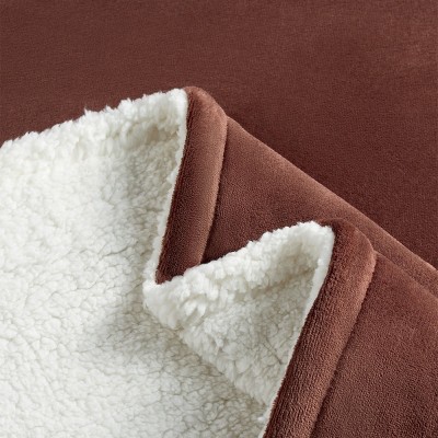 Full/Queen Chocolate Brown Reversible Fleece Sherpa Blanket