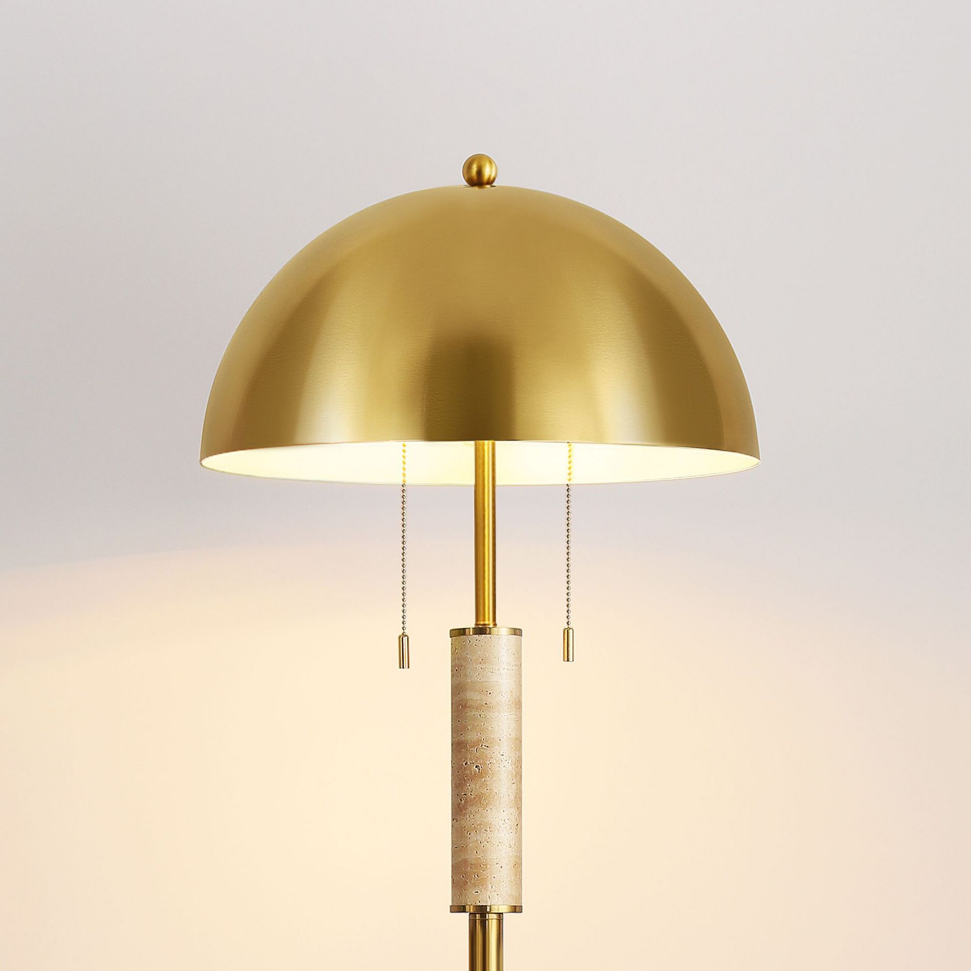 KAISITE Mid-Century Modern Gold Floor Lamp for Living Room Ambiance, Standing Lamp with Upward Bowl Shade