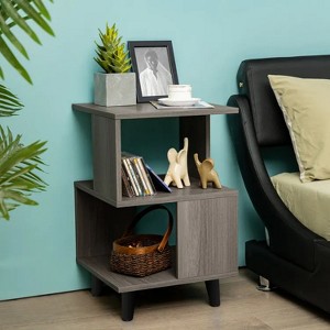 2 Pieces Wooden Modern Nightstand Set with Solid Wood Legs for Living Room - 1 of 4