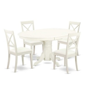 HomeStock 5-Pc Linen White Finish Solid Wood Top Dining table with 4 Chairs - 1 of 4