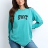 Simply Sage Market Women's Embroidered Wifey Arched Varsity Long Sleeve Garment Dyed Tee - 2 of 3