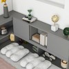 Full Size Floor Daybed with L-Shaped Bookcases and Sliding Doors, Pine Wood Platform Bed Frame without Slats, Storage Bed -ModernLuxe - 4 of 4