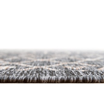 Charcoal Gray Oval Outdoor Synthetic Area Rug 8' x 10'