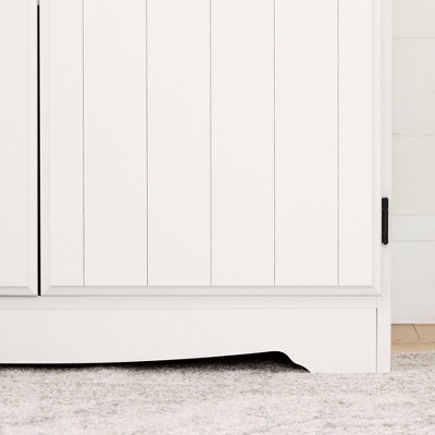 Pure White Farmhouse 2-Door Storage Cabinet with Adjustable Shelves