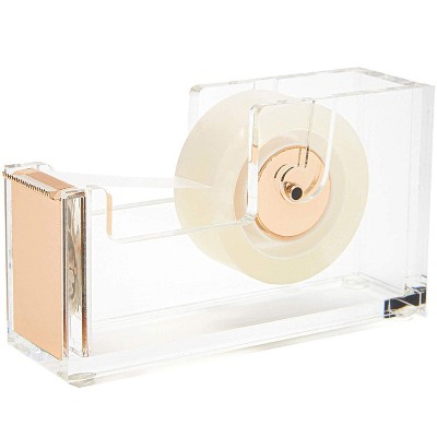 Juvale Clear Transparent Desktop Tape Dispenser with Gold Accents