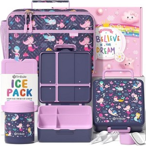 Kids Bento Snack Lunch Box with 4 Compartment, Insulated lunch Bag, Stainless Steel Vacuum Thermos Food Jar, Ice Pack - 1 of 4