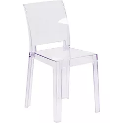 Ghost Chair with Square Back Clear - Riverstone Furniture Collection