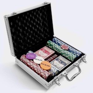SereneLife Portable Casino Poker Chip Set - High-Quality, Durable with Aluminum Carrying Case - 1 of 4
