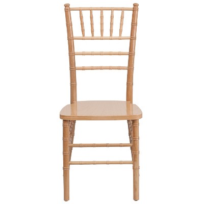 Natural Wood Chiavari Side Chair with Beige Slat Back
