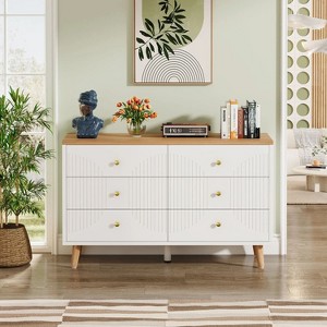 Hommoo 47 Inches Long 6 Drawer Double Dresser White - 1 of 4