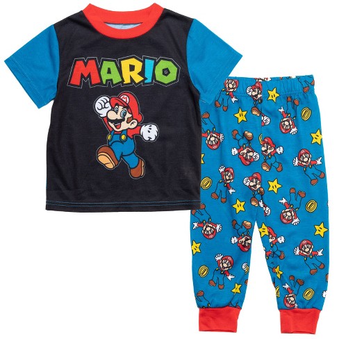 Exclusief Mellow klassiek Super Mario Nintendo Toddler Boys Pajama Shirt & Pants Black / Blue 2t :  Target