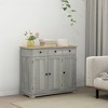 Okak Barn Door Style Buffet Cabinet with Storage for Living Room 34.5" Farmhouse Kitchen Sideboard Cabinet with Adjustable Shelf - 2 of 4